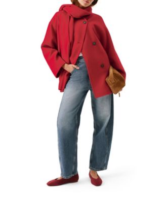 Women's Wool Blend Hand Finished Scarf Coat