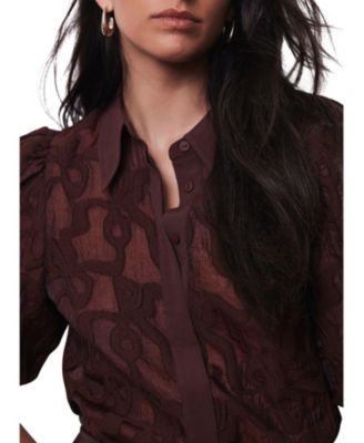 Women's Jacquard Puff Sleeve Shirt