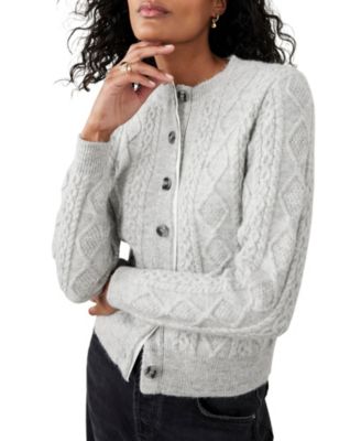 Women's Cable Knit Wool Blend Cardigan