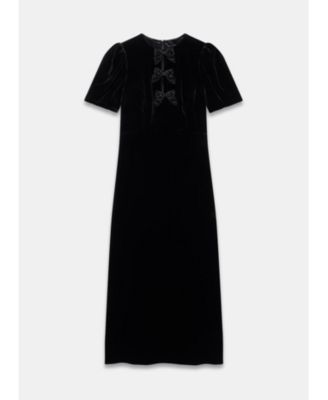 Women's Velvet Bow Midi Dress