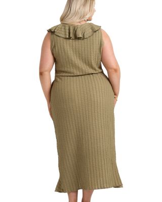 Ruffle Wrap Sleeveless Midi Dress