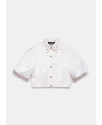 Women's Embellished Collar Cropped Shirt