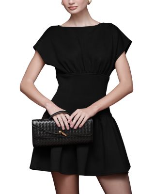 Boat Neck Drop Waist Mini Dress