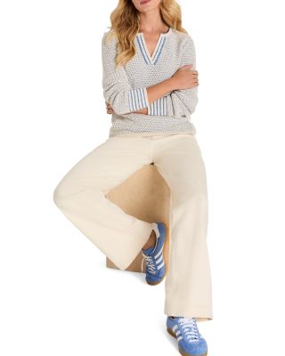 Tuck Texture Split Neck Sweater