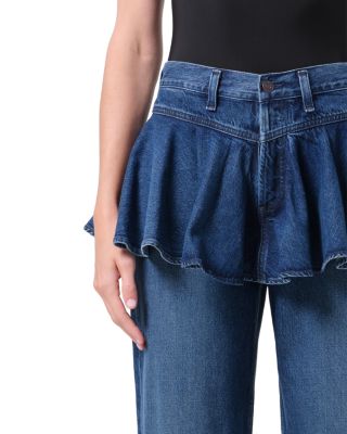 Peplum High Rise Straight Jeans in Peak