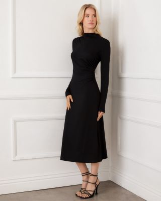 Karen Kane Elise Long Sleeved Side Shirred Dress