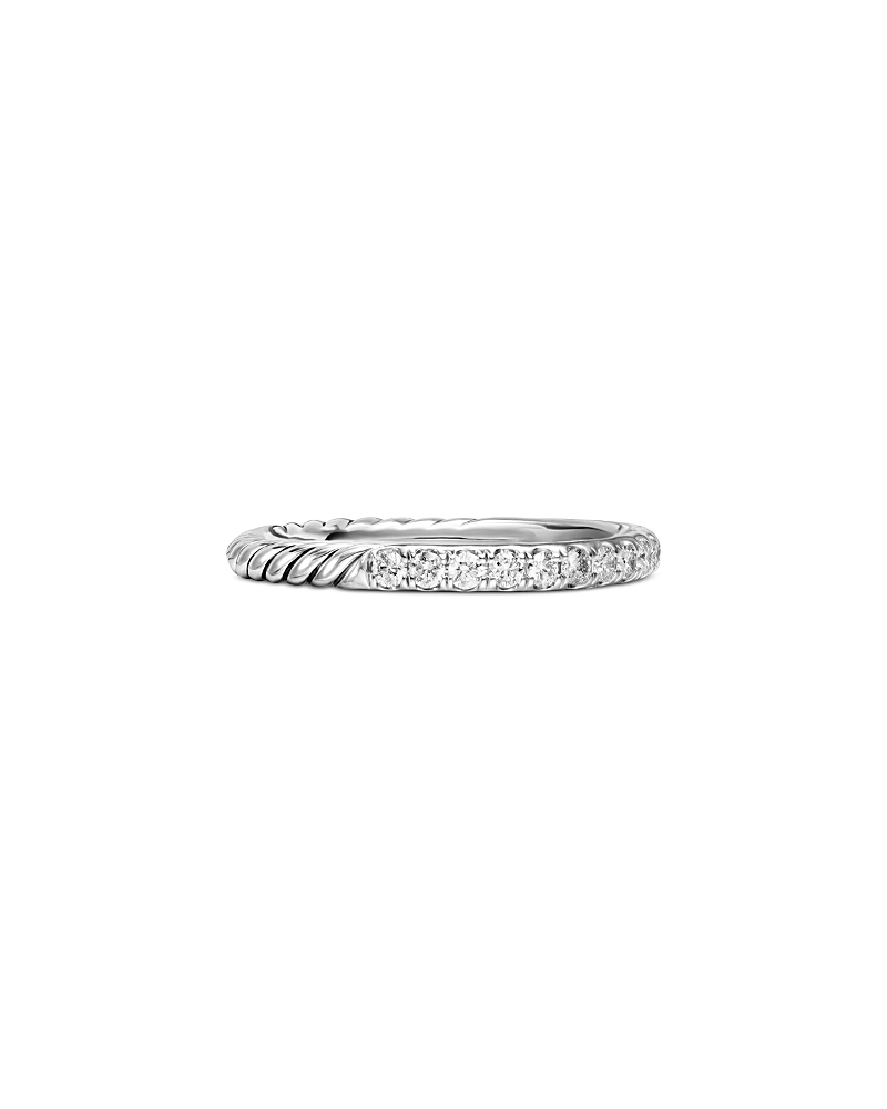 Cable Collectibles Stack Ring in Sterling Silver with Diamonds, 2mm