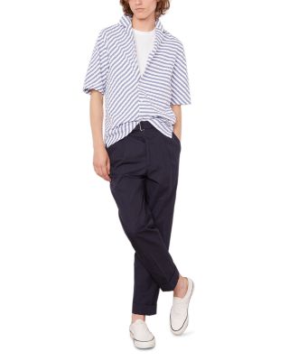 Eren Short Sleeve Cotton Striped Patchwork Shirt