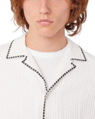 Eren Short Sleeve Embroidered Seersucker Shirt