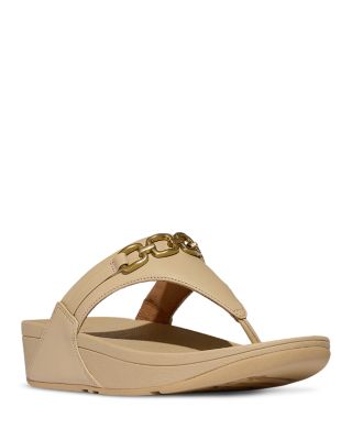 Women's Lulu Square Chain Leather Toe Post Sandals