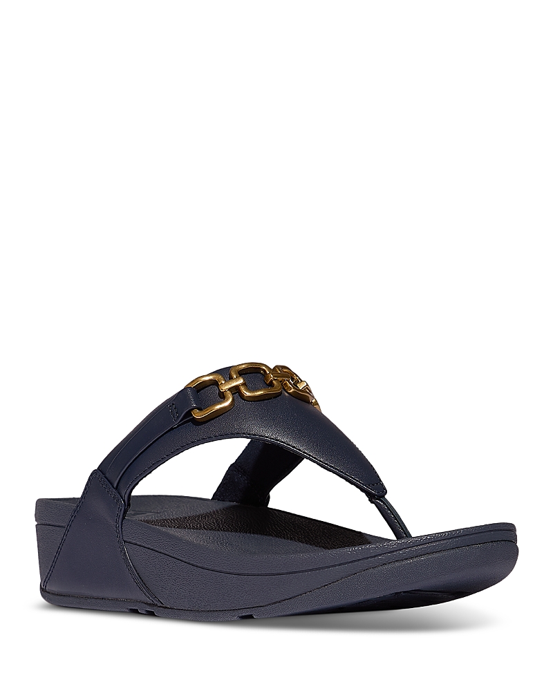 Fitflop Women's Lulu Square Chain Leather Toe Post Sandals