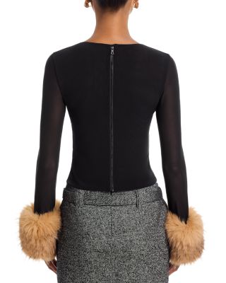 Delaina Faux Fur Cuff Top