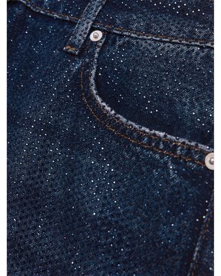 High Rise Wide Leg Hot Fix Jeans in Dark Blue