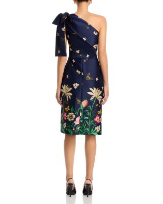 Mikado Floral Butterfly One Shoulder Dress