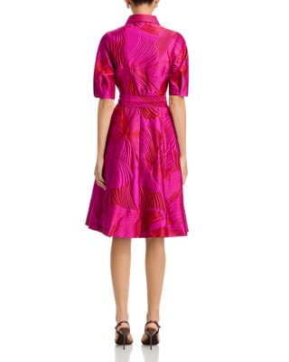 Jacquard Puff Sleeve Shirt Dress