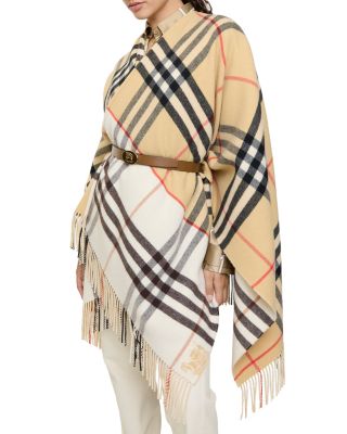 Contrast Check Cashmere & Wool Cape