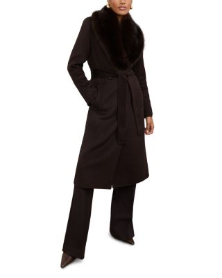 Faux Fur Collar Belted Coat