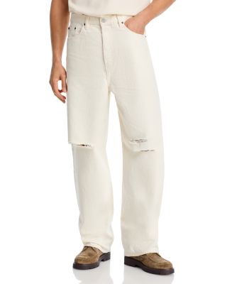 Baggy Fit Deconstructed Jeans in Off White