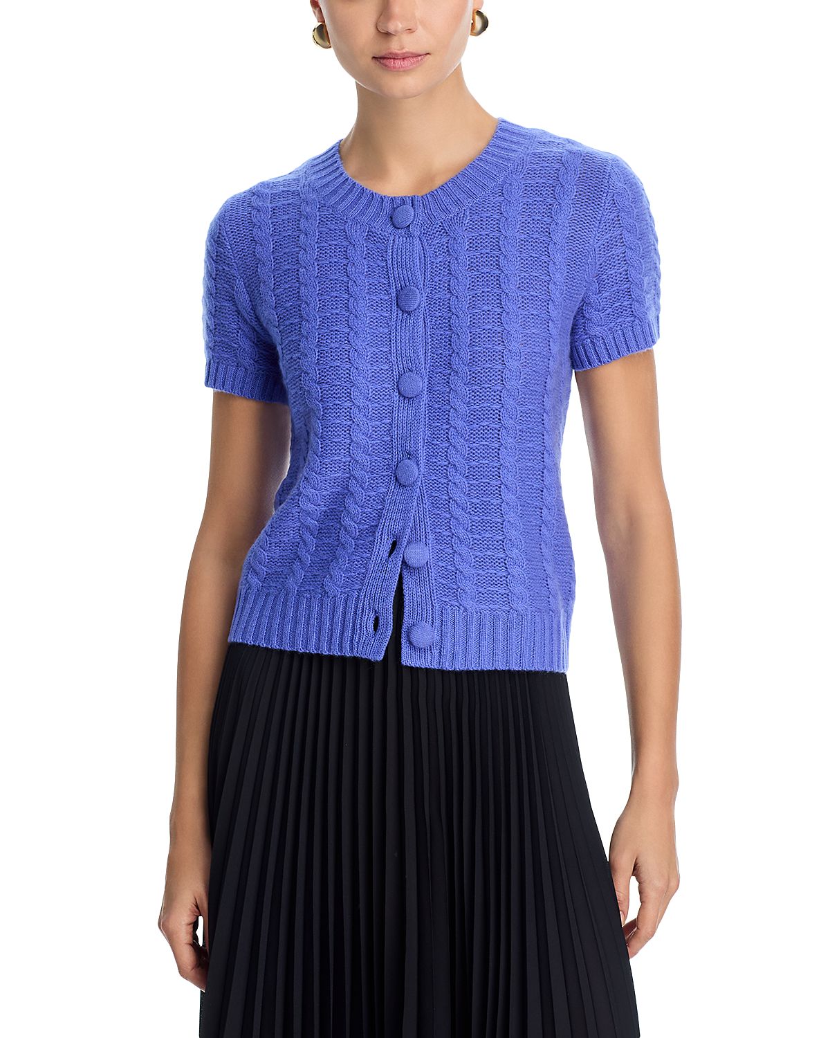 C by Bloomingdale's Cashmere 100% Cashmere Crewneck Cable Knit Cardigan Sweater - Exclusive