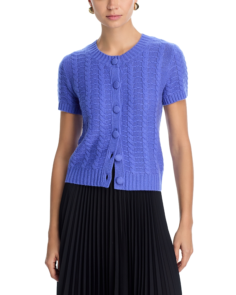 C by Bloomingdale's Cashmere 100% Cashmere Crewneck Cable Knit Cardigan Sweater - Exclusive
