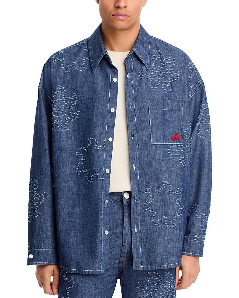 Marni Oversized Fit Casual Button Down Shirt in Orion Blue