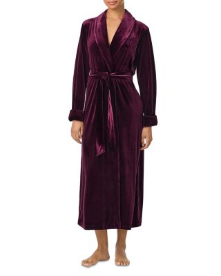 Long Sleeve Velvet Shawl Collar Long Robe
