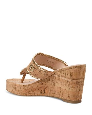 Women's Jacks Cork & Leather High Heel Wedge Sandals