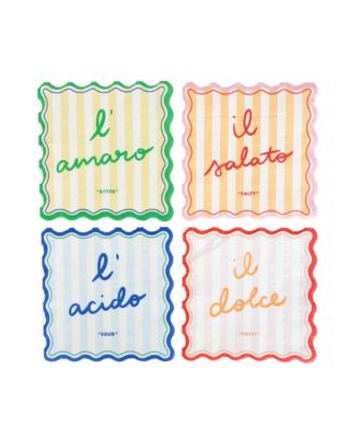  Le Dinner Paper Cocktail Napkins, Set of 20, 5 of Each Style Per Pack