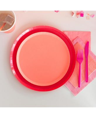  Solid Shade Colors,  Paper Party Dessert Plates, Set of 8