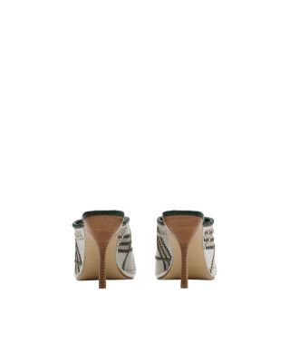  Women's Check Leather Cabana Mules