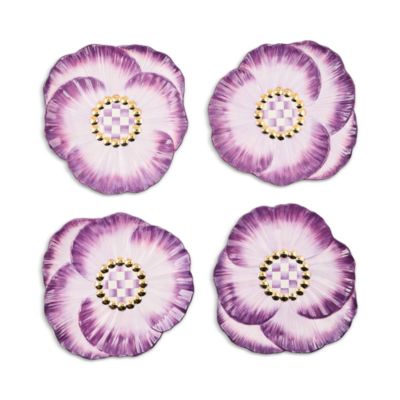 Pansy Party Ceramic Dessert Plates, Set of 4
