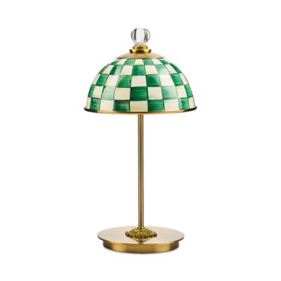 Emerald Check LED Rechargeable Dome Table Lamp