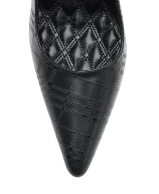 Women&#39;s Check Leather Dame High Pumps