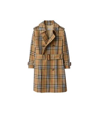 Girls' Check Cotton Twill Trench Coat - Little Kid, Big Kid
