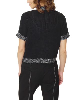  Women's Maribel Frayed Edge Tweed Sweater Tee