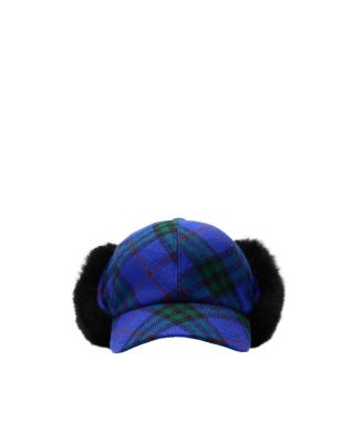 Check Wool Trapper Cap