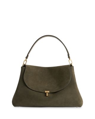 T Lock Suede Satchel