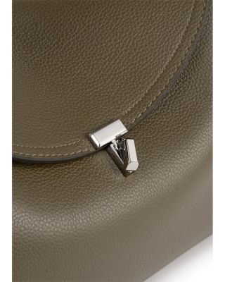 T-Lock Smooth Leather Convertible Top Handle Bag in Ash