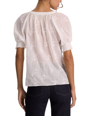 Thalia Embroidered Puff Sleeve Top