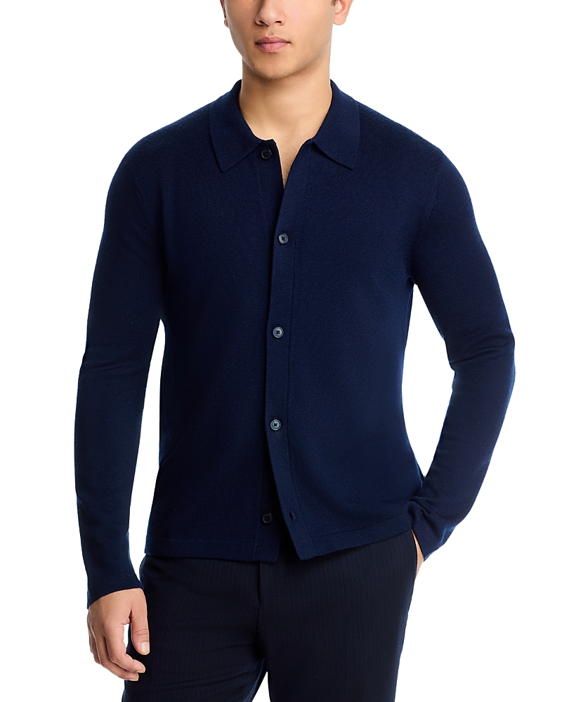 Michael Kors Merino Wool Cardigan In Blue