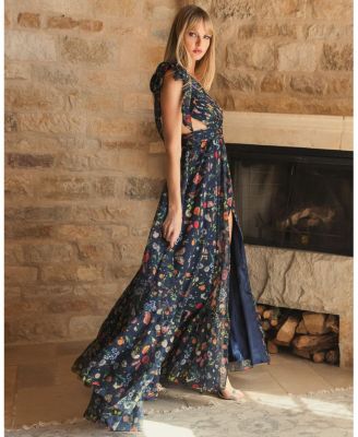 Tied One Shoulder Cut-Out Flowy Gown