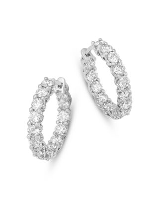 Diamond Inside Out Hoop Earrings in 14K White Gold, 2.0 tcw