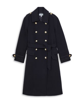 Farley Button Detail Double Breasted Coat