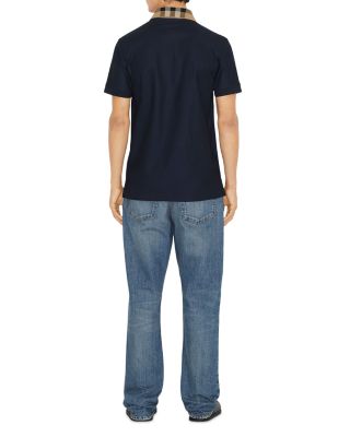 Check Collar Cotton Polo Shirt