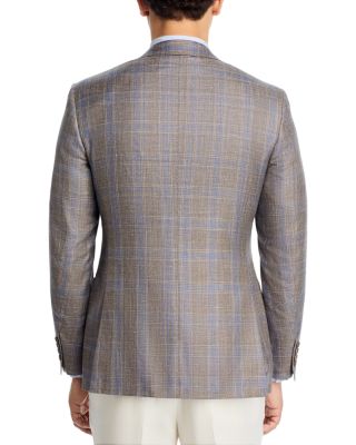 Siena Wool, Silk, & Linen M&eacute;lange Plaid Regular Fit Sport Coat