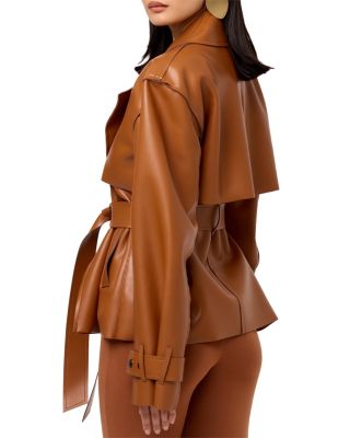 Leather Cropped Trench Jacket