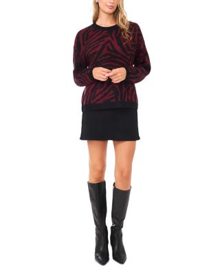 Zebra Jacquard Crewneck Sweater 