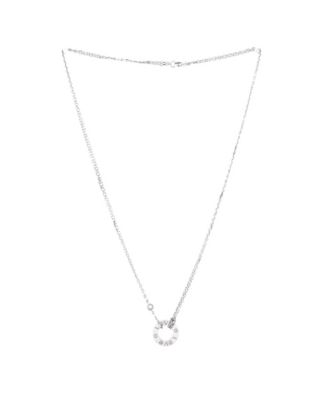  2 Diamonds Love Pendant Necklace 18K White Gold with Diamonds, 14.75 - 16"