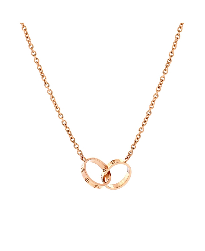 Pre-owned Pre-owned Cartier Cartier Love Interlocking Necklace 18k Rose Gold, 17.25" In Pink