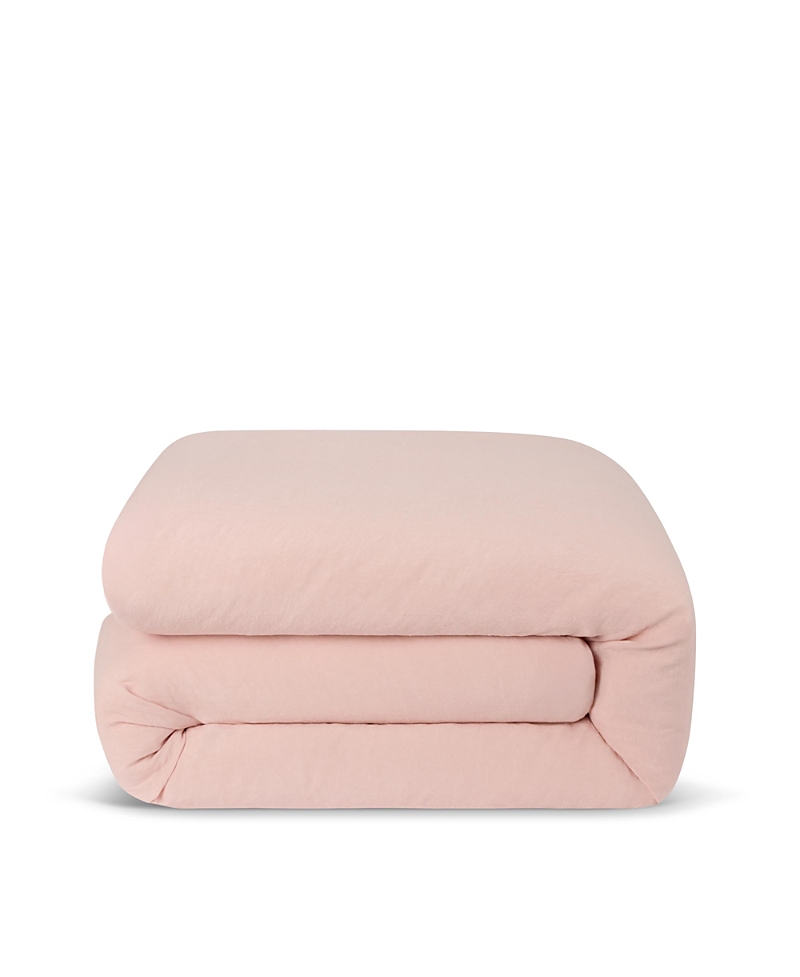Piglet In Bed Plain Linen Duvet Cover, Twin In Pink
